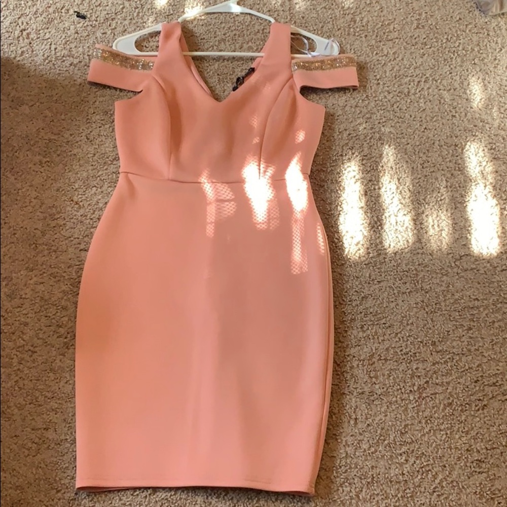 Peach colored dress to wear to a wedding or party